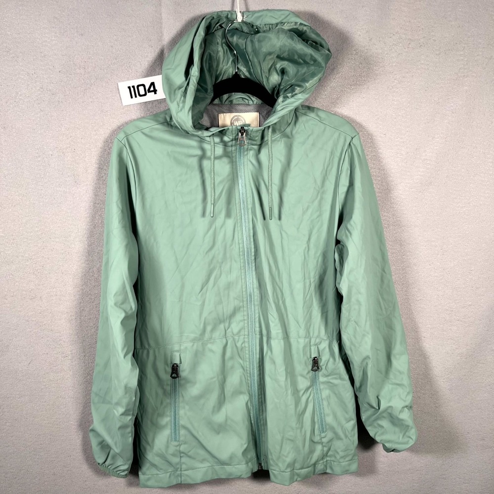 Weatherproof Rain Slicker Jacket Womens Small Green Mesh Lined Smocked Back